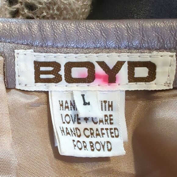 Boyd England Soft Metallic Leather Skirt Pearly Tan Size Large - Picture 4 of 5